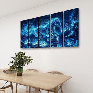 Blue Fire Horse — Abstract Original Canvas Wall Art