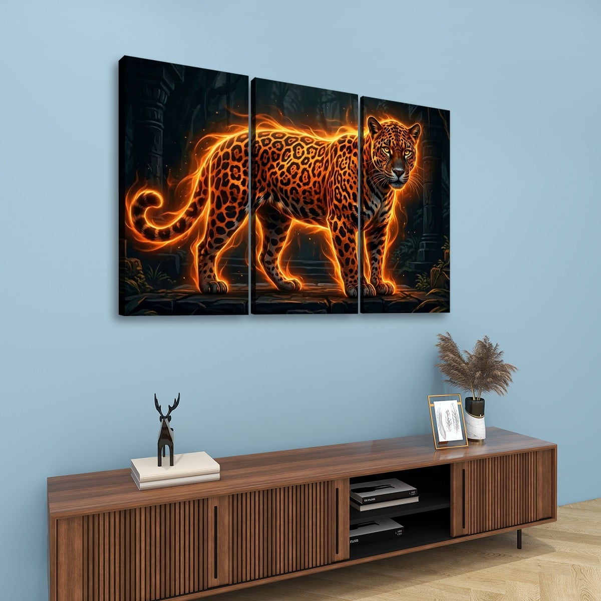 Multi-Panel Split Canvas Abstract Tiger Wall Art Print