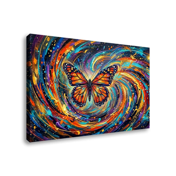 Monarch Butterfly Cosmic Vortex Canvas Wall Art | 1, 3 & 5-Panel Print | Colorful Abstract Butterfly Décor | Gallery-Wrapped