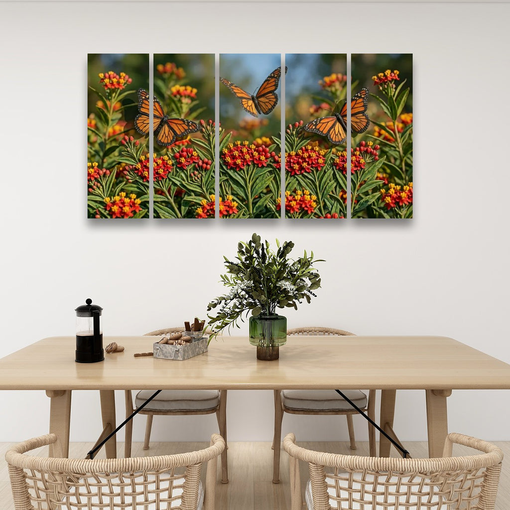 Monarch Butterfly Garden — 3D Milkweed Canvas Wall Art
