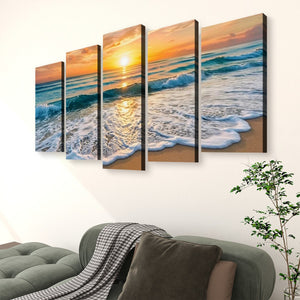 Golden Tide – Sunset Beach Surf Canvas Wall Art