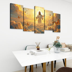 God Releasing Butterflies — Divine Grace at Sunrise Canvas Wall Art