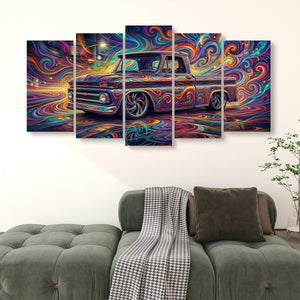1966 Chevy C10 Fleetside Shortbed – Abstract Fidelity 5-Panel Canvas Wall Art