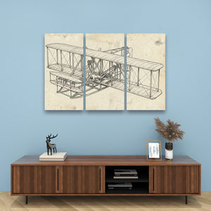 First Flight — Wright Brothers Sketch 5-Panel Canvas Wall Art
