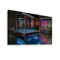 Billiards Pool Lounge Neon Lights Bar — 1, 3, 5-Panel Level Canvas Wall Art
