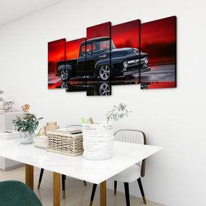 1956 Ford F100 Truck Reflection & Red Glow Multi-Panel Canvas Wall Art