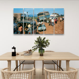 Chaos on the Road to Ben Hue – Vietnam War 5-Panel Canvas Wall Art