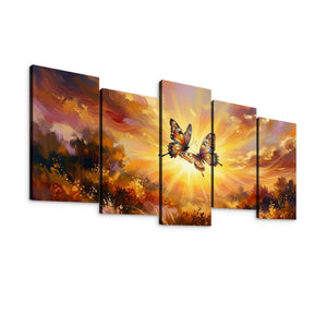 Golden Hour Butterflies – Warm & Ethereal Canvas Wall Art