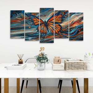 Wings of the Tempest – Abstract Monarch Butterfly Multi-Panel Canvas Art