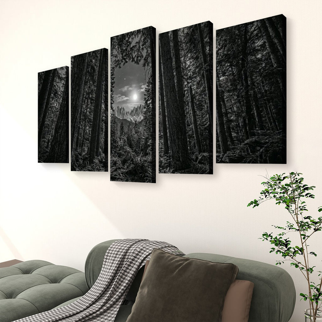 Enchanted Moonlit Forest Living room wall decor over sofa