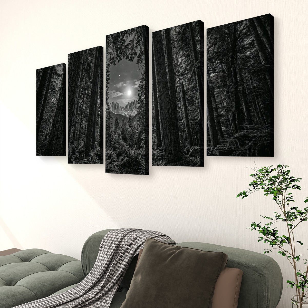 Enchanted Moonlit Forest Living room wall decor over sofa