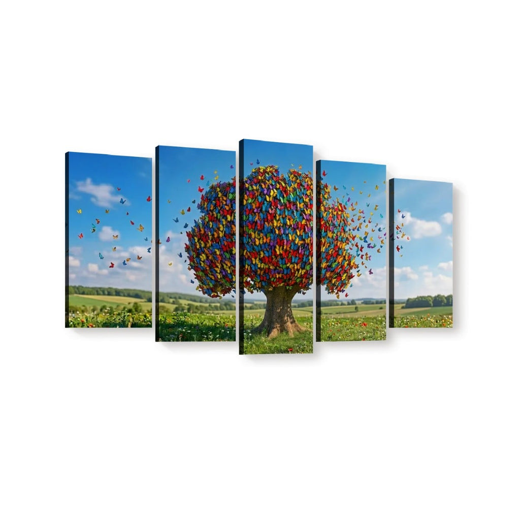Color Burst Butterfly Tree — Multi-Color Abstract Canvas Wall Art