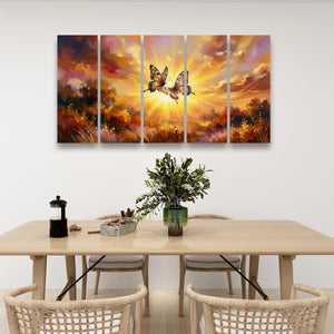 Golden Hour Butterflies – Warm & Ethereal Canvas Wall Art