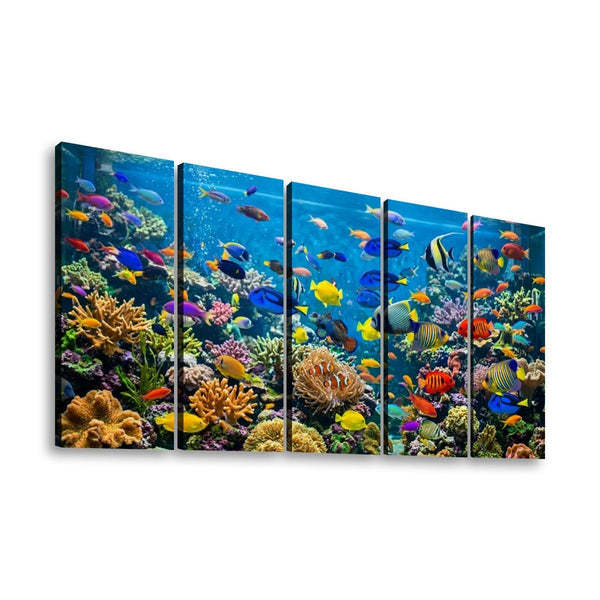 Colorful Fish Aquarium Canvas Wall Art — Vibrant Multi-Panel Print