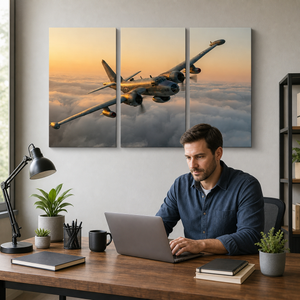 P2V Neptune Military Plane Canvas Wall Art – Golden Sentinel | Multi-Panel Aviation History Print