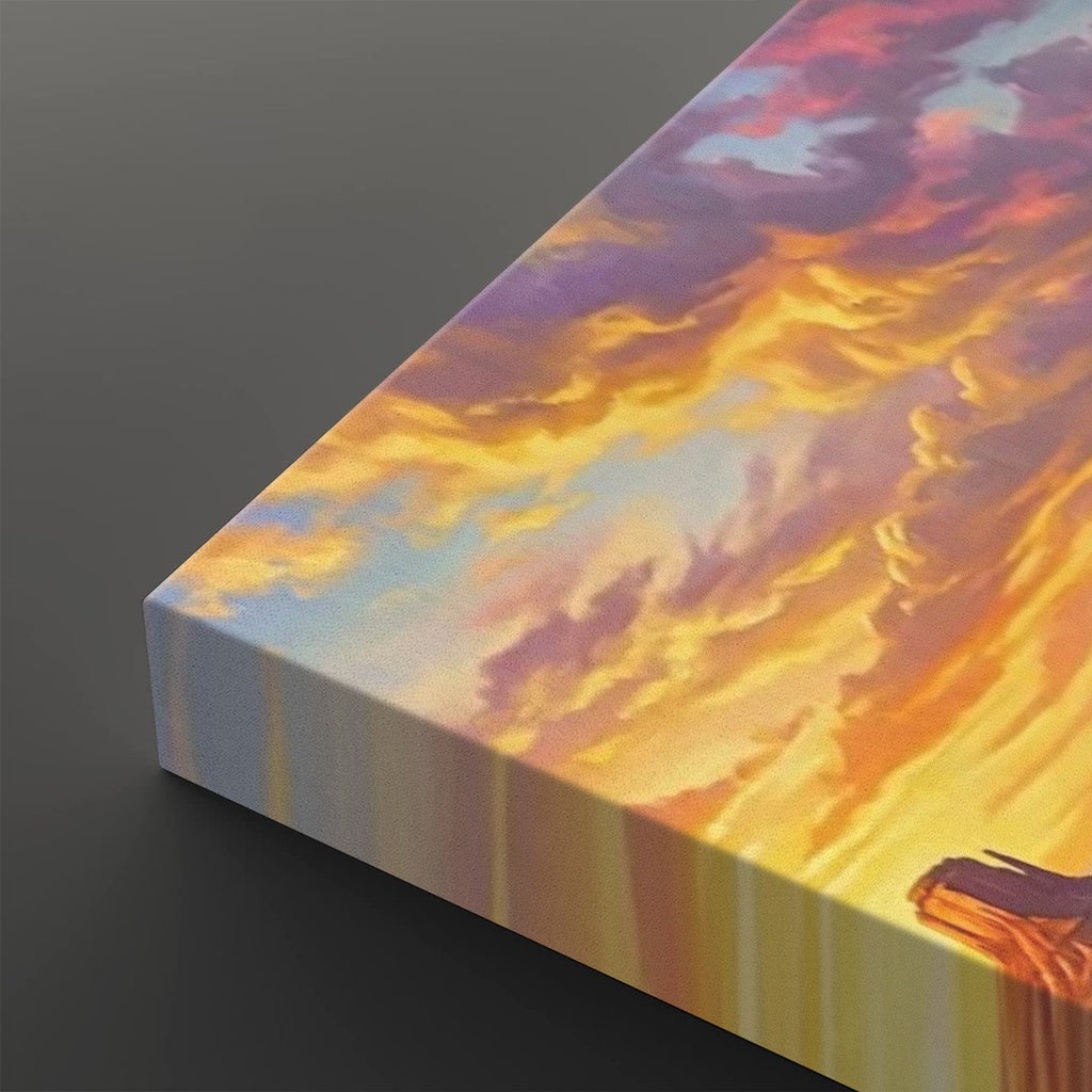 Native American Woman at Sunset | 1, 3, 5 Panel Canvas Wall Art