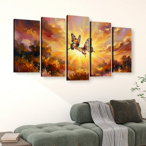 Golden Hour Butterflies – Warm & Ethereal Canvas Wall Art