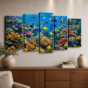 Colorful Fish Aquarium Canvas Wall Art — Vibrant Multi-Panel Print