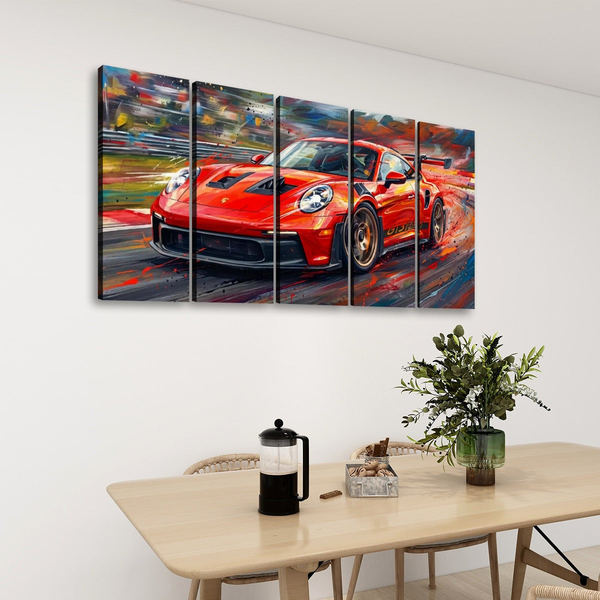 Porsche 911 GT3 Large Canvas Wall Art Mancave Garage Panel Print – 5-Panel Level