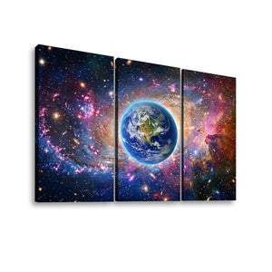 Cosmic Sovereignty – Earth & USA Universe 5-Panel Canvas Wall Art