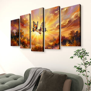Golden Hour Butterflies – Warm & Ethereal Canvas Wall Art