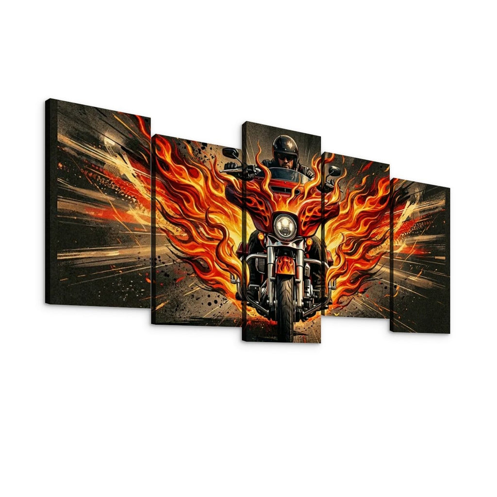Custom Flame Paint Bagger Dresser Motorcycle Canvas Wall Art