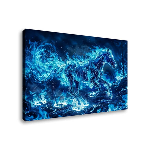 Blue Fire Horse Abstract Canvas Wall Art – Original Equine Art | 1, 3 & 5 Panel Living Room Print