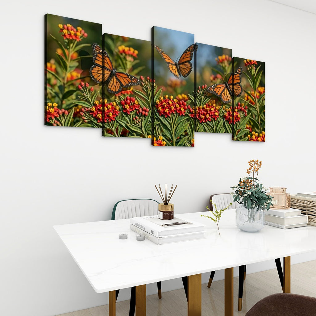 Monarch Butterfly Garden — 3D Milkweed Canvas Wall Art