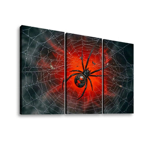 Black Widow Spider Web Canvas Wall Art — 5-Panel Level