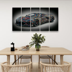 Corvette Generations – All-Era 5-Panel Canvas Wall Art