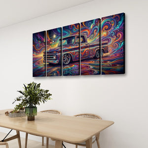 1966 Chevy C10 Fleetside Shortbed – Abstract Fidelity 5-Panel Canvas Wall Art