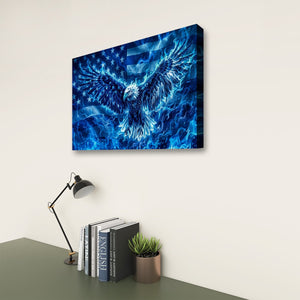 Blue Eagle – Abstract US Waving Flag 5-Panel Canvas Wall Art