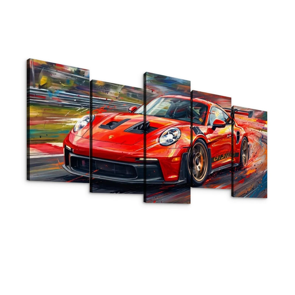 Porsche 911 GT3 Large Canvas Wall Art Mancave Garage Panel Print – 5-Panel Level