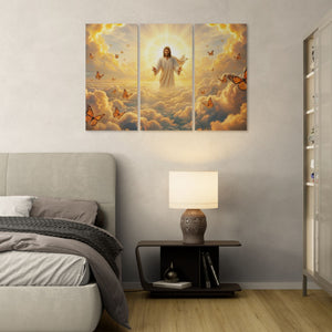 God Releasing Butterflies — Divine Grace at Sunrise Canvas Wall Art