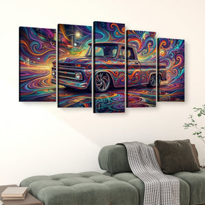 1966 Chevy C10 Fleetside Shortbed – Abstract Fidelity 5-Panel Canvas Wall Art