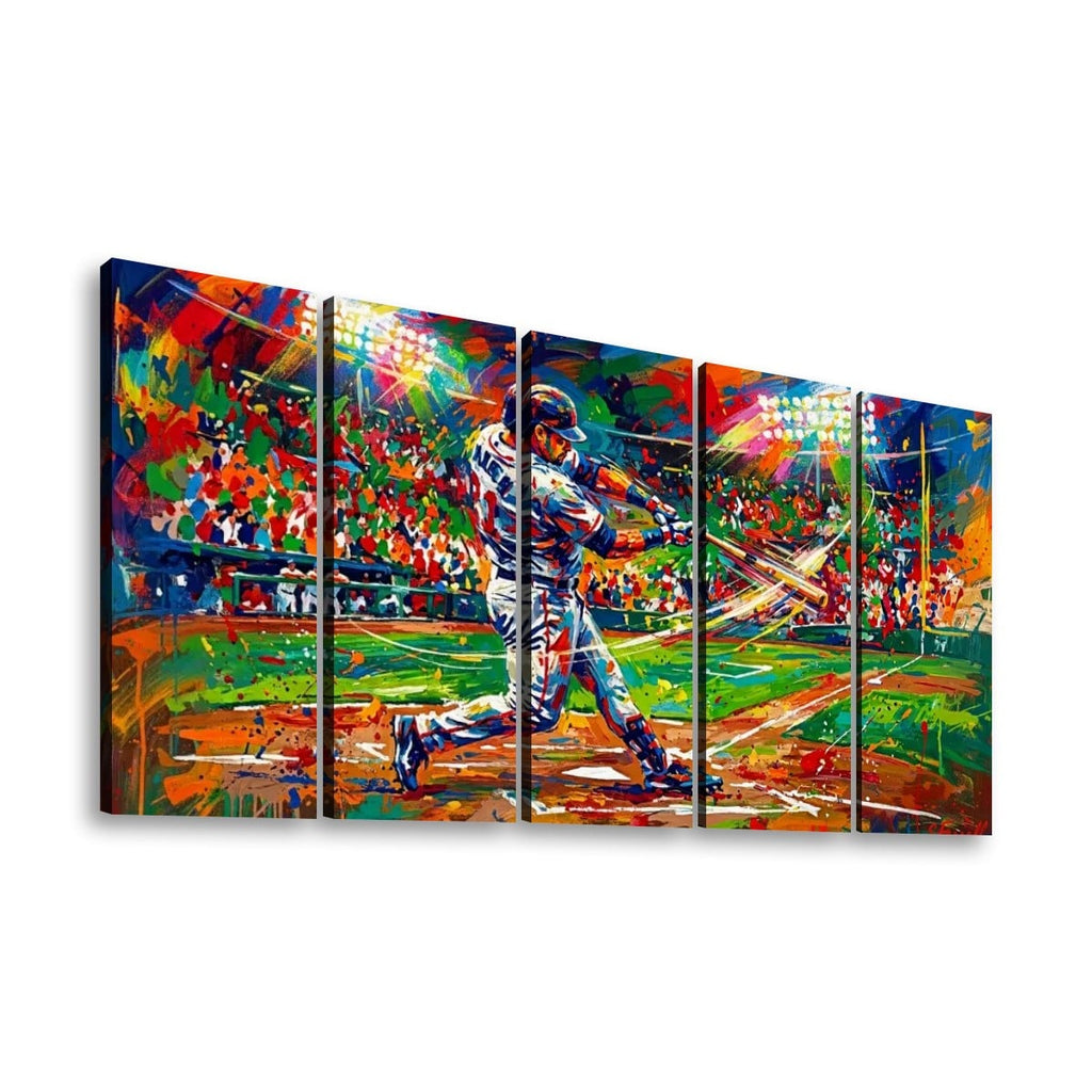 Abstract Baseball Hitter at Bat Split Canvas Panel Wall Art 1, 3, 5