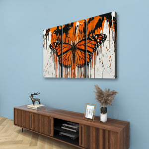 Reign of Color – Monarch Butterfly Dripping Paint 5-Panel Canvas Wall Art