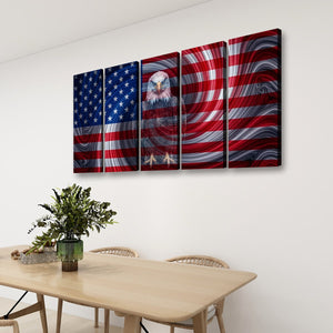 Spirit of America – Ghost Eagle US Flag Swirl 5-Panel Canvas Wall Art