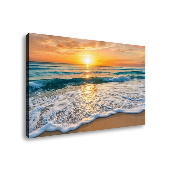 Golden Tide Sunset Beach Surf Canvas Wall Art – Ocean Waves at Dusk | 1, 3 & 5 Panel Coastal Print