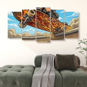 Kids Room Skateboard Canvas Wall Art – Bold Street Style Print | 1, 3 & 5 Panel