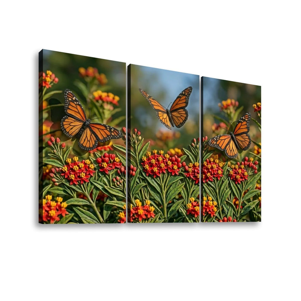 Monarch Butterfly Garden — 3D Milkweed Canvas Wall Art