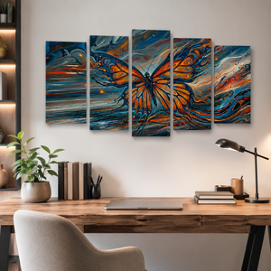 Wings of the Tempest – Abstract Monarch Butterfly Multi-Panel Canvas Art