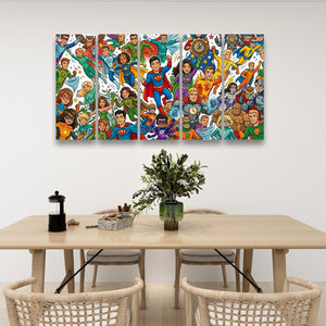 Kids Superhero Wall Art – 1, 3 & 5 Panel Canvas Print for Boys & Girls