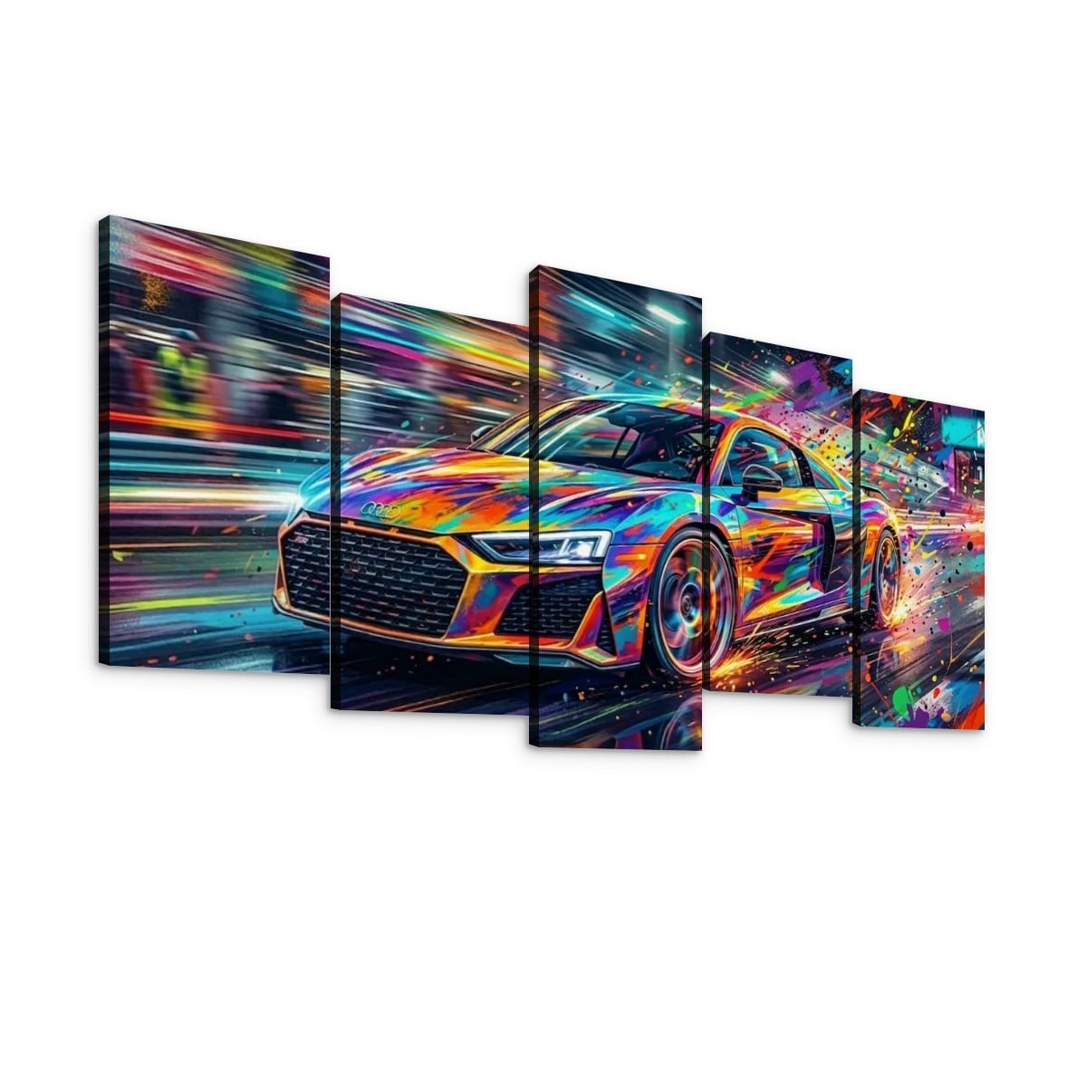 Supercar Abstract Multi-Color — 5-Panel Level Canvas Wall Art