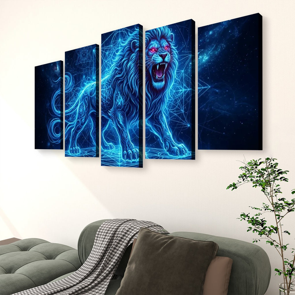 Electric Blue Lion Mane Living Room Above Sofa Wall Art