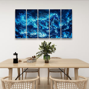 Blue Fire Horse — Abstract Original Canvas Wall Art