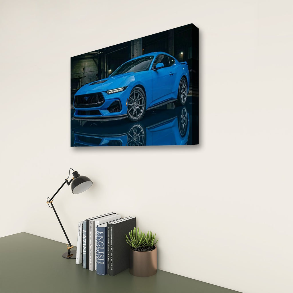 Grabber Blue Ford Mustang Muscle Car Man Cave — 5-Panel Canvas Wall Art