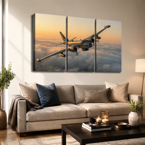 P2V Neptune Military Plane Canvas Wall Art – Golden Sentinel | Multi-Panel Aviation History Print