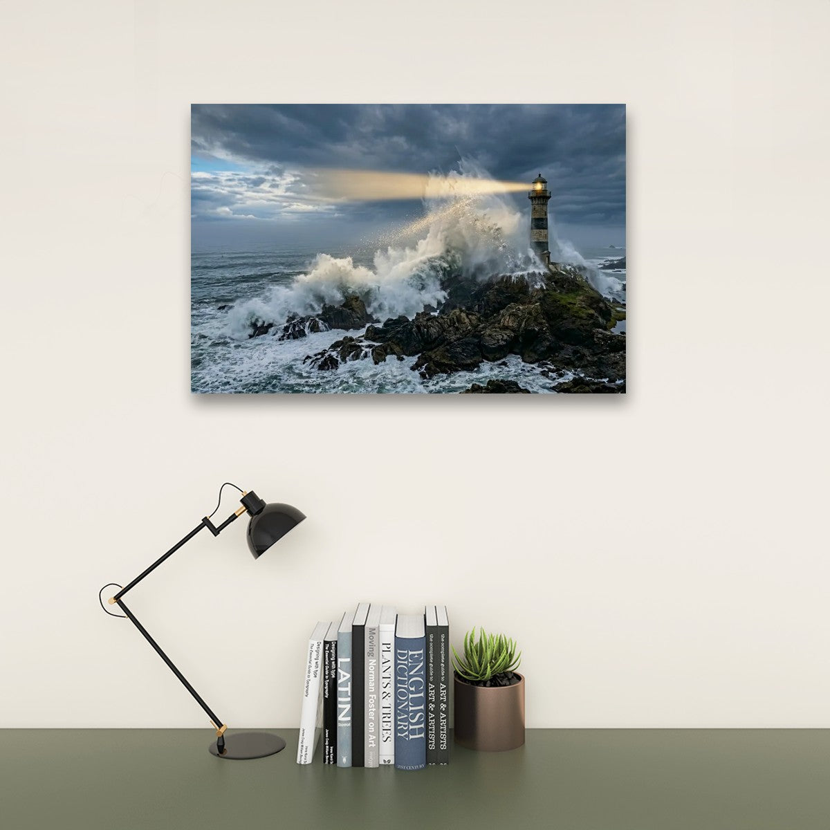 Stormy Lighthouse Canvas Wall Art – Dramatic Coastal Storm Scene | 1, 3 & 5 Panel Home Décor Print