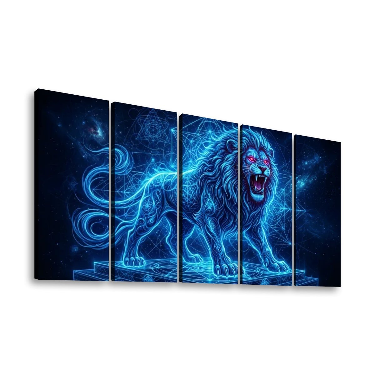 Electric Blue Lion Mane Living Room Above Sofa Wall Art